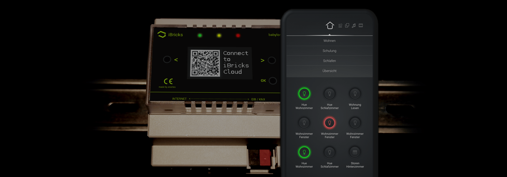 Babylon KNX auf Schiene mit Handy
